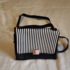 Black and White Striped Women's Bag